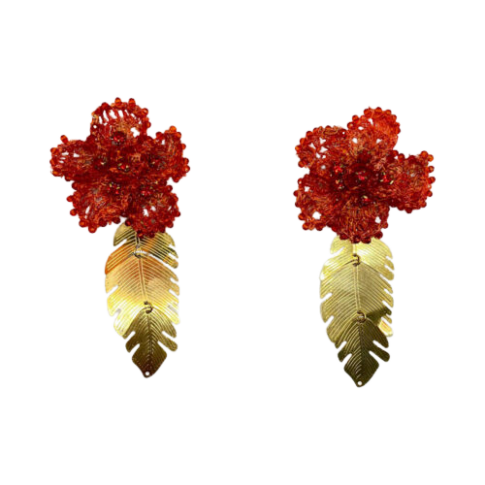 Leaf Of Light Red Earrings