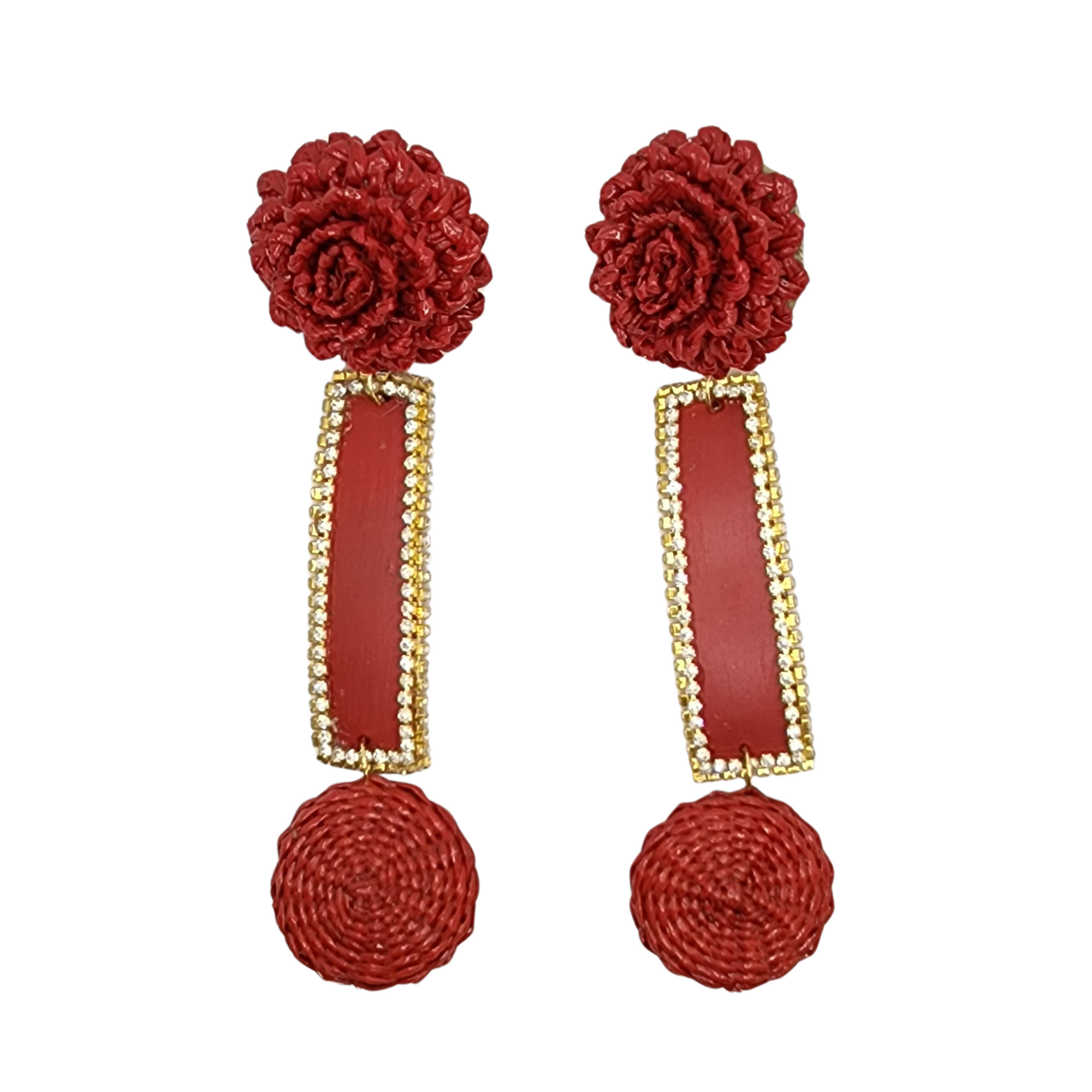 Long Red and Gold Earrings