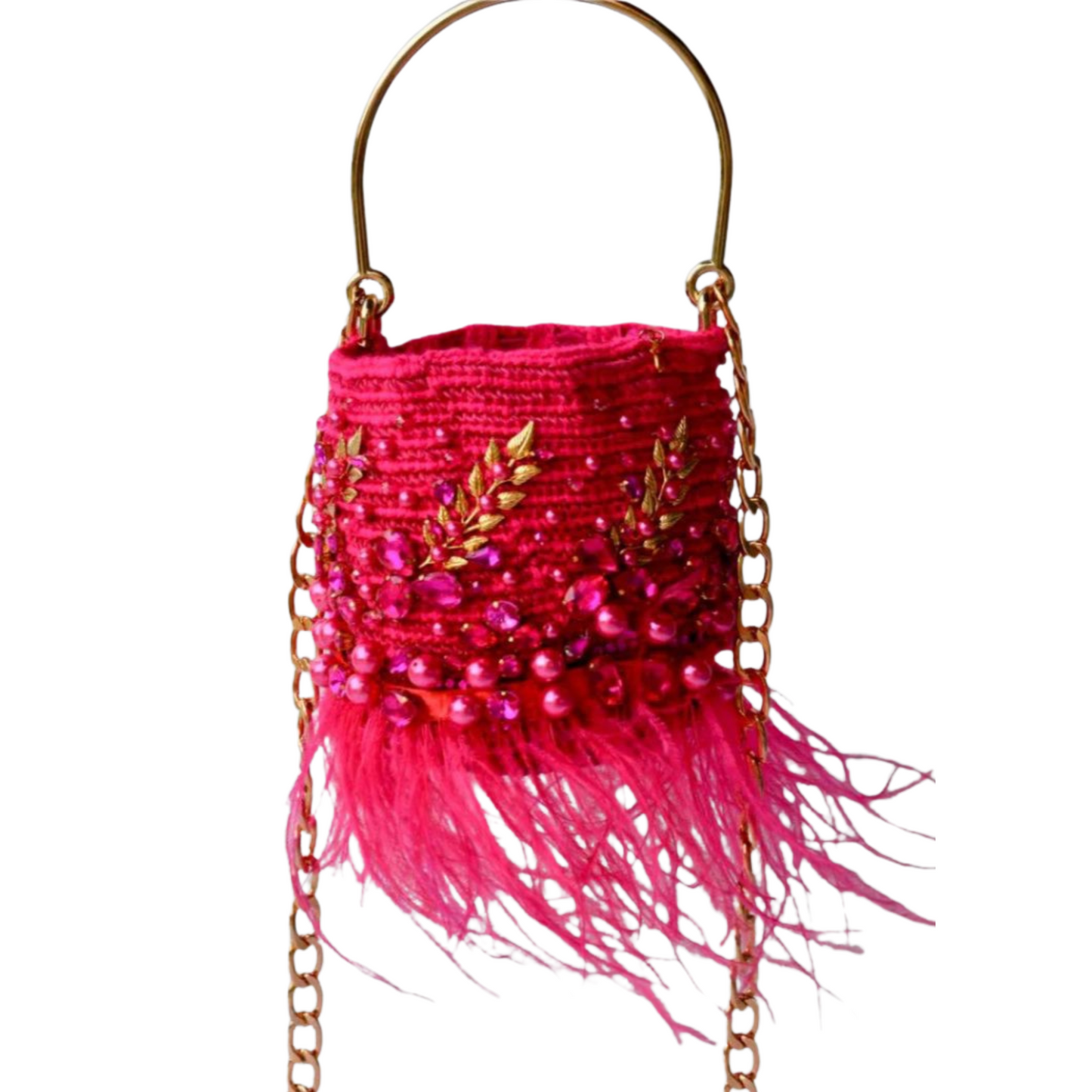 Minaudiére Fuschia & Feather Bag