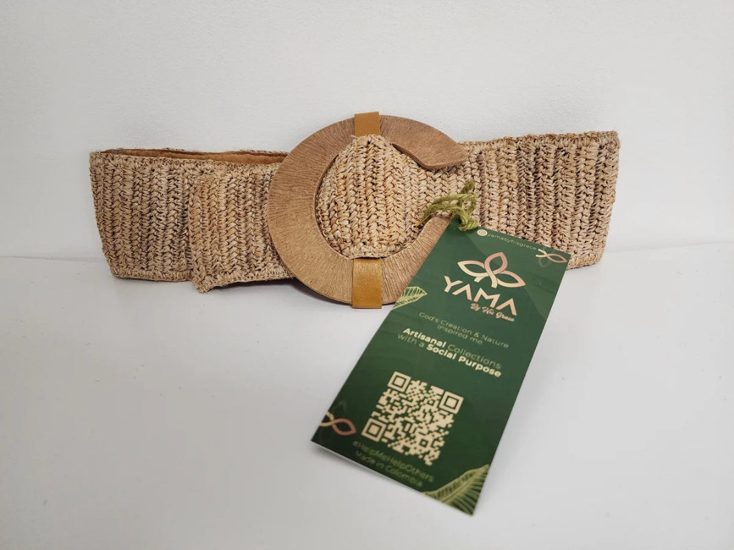 This Gourgeous Nude color Belt is handmade with Banana Tree Fiber.
