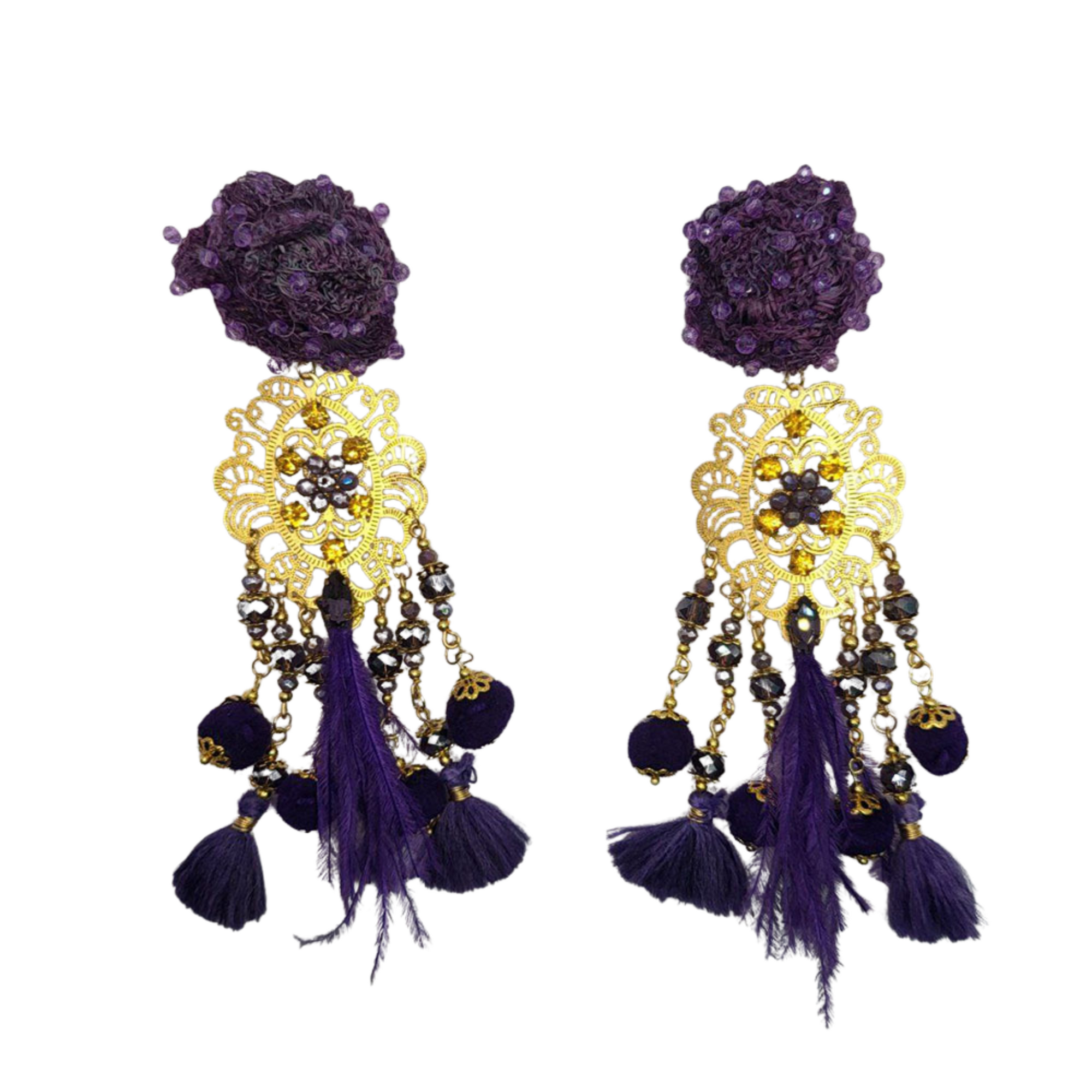 Purple Flower Dangling Tassels