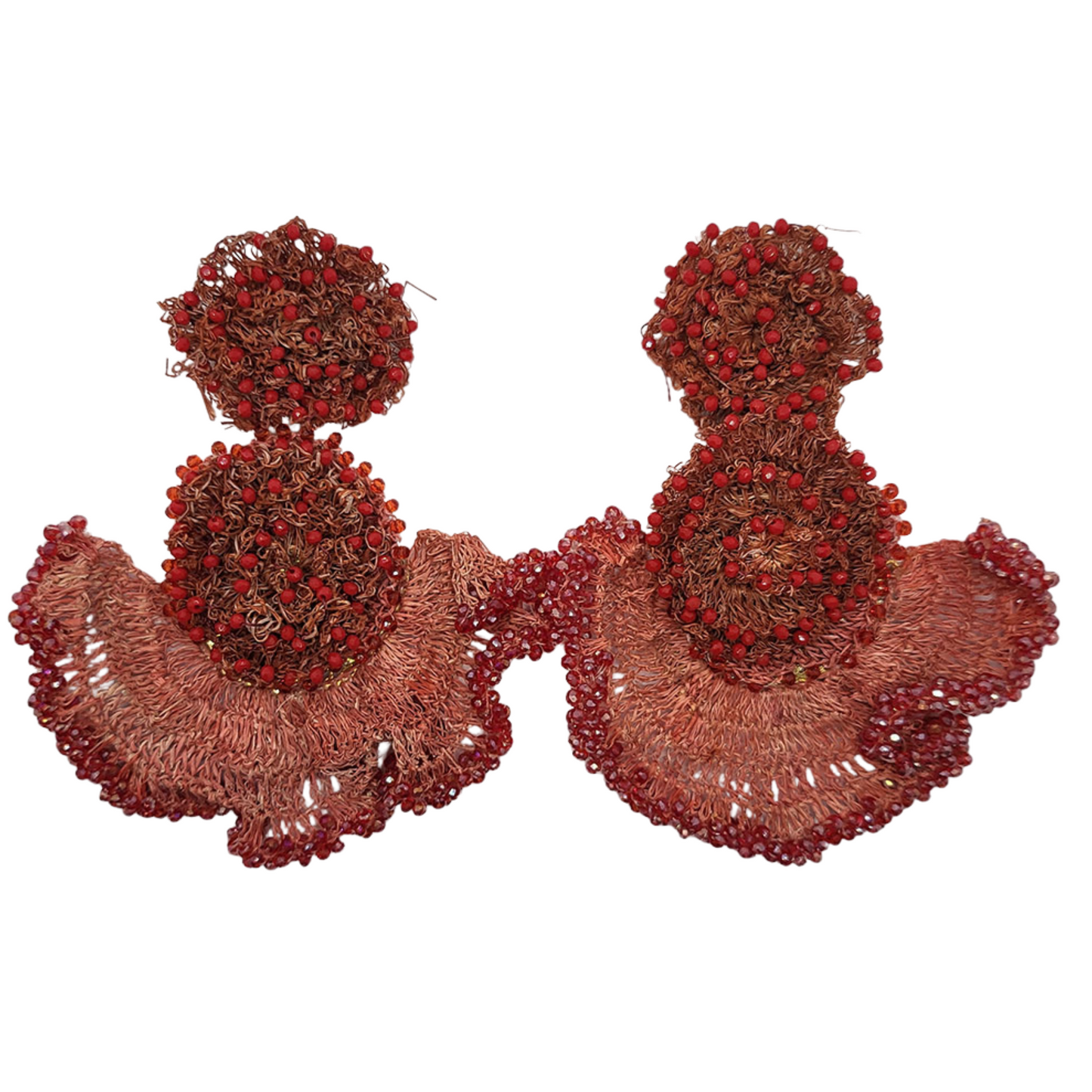 Red Splendid Half Moon Earrings