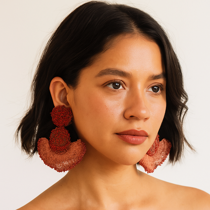 Red Splendid Half Moon Earrings 2