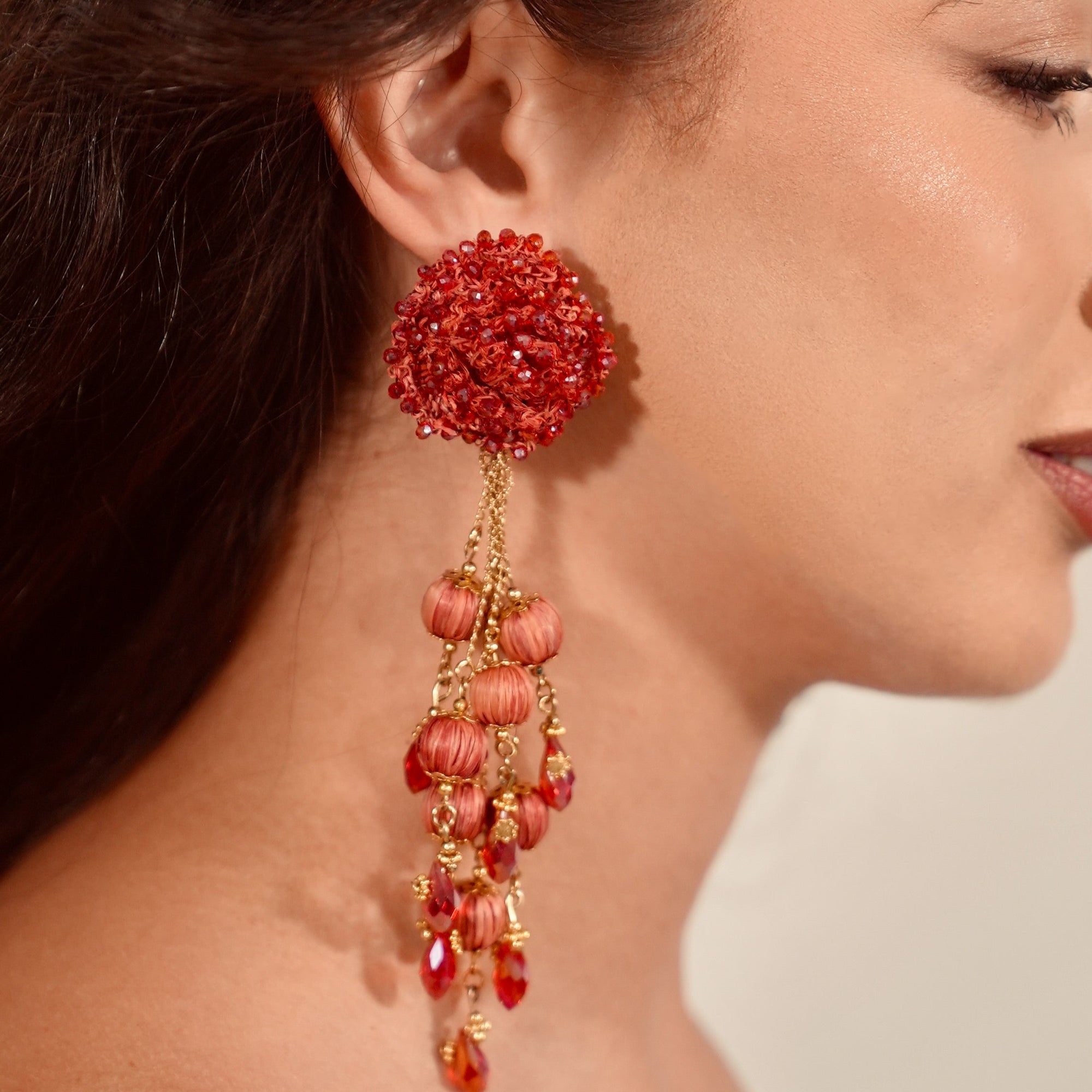 Rosy Cascade Drop Earrings