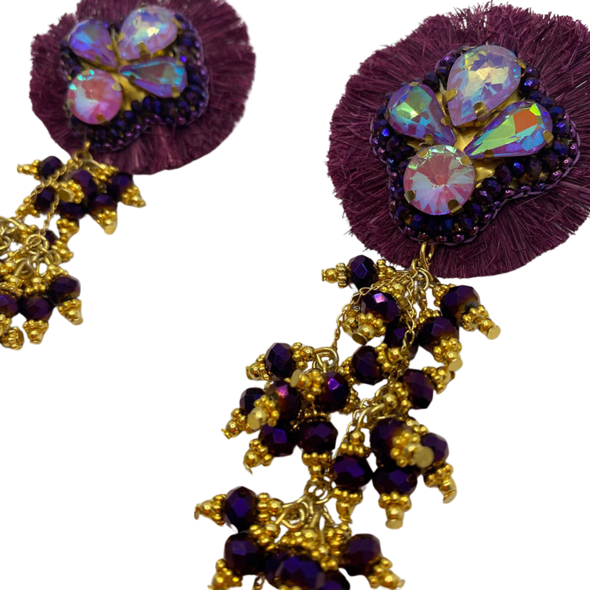 Round Dark Purple Earrings