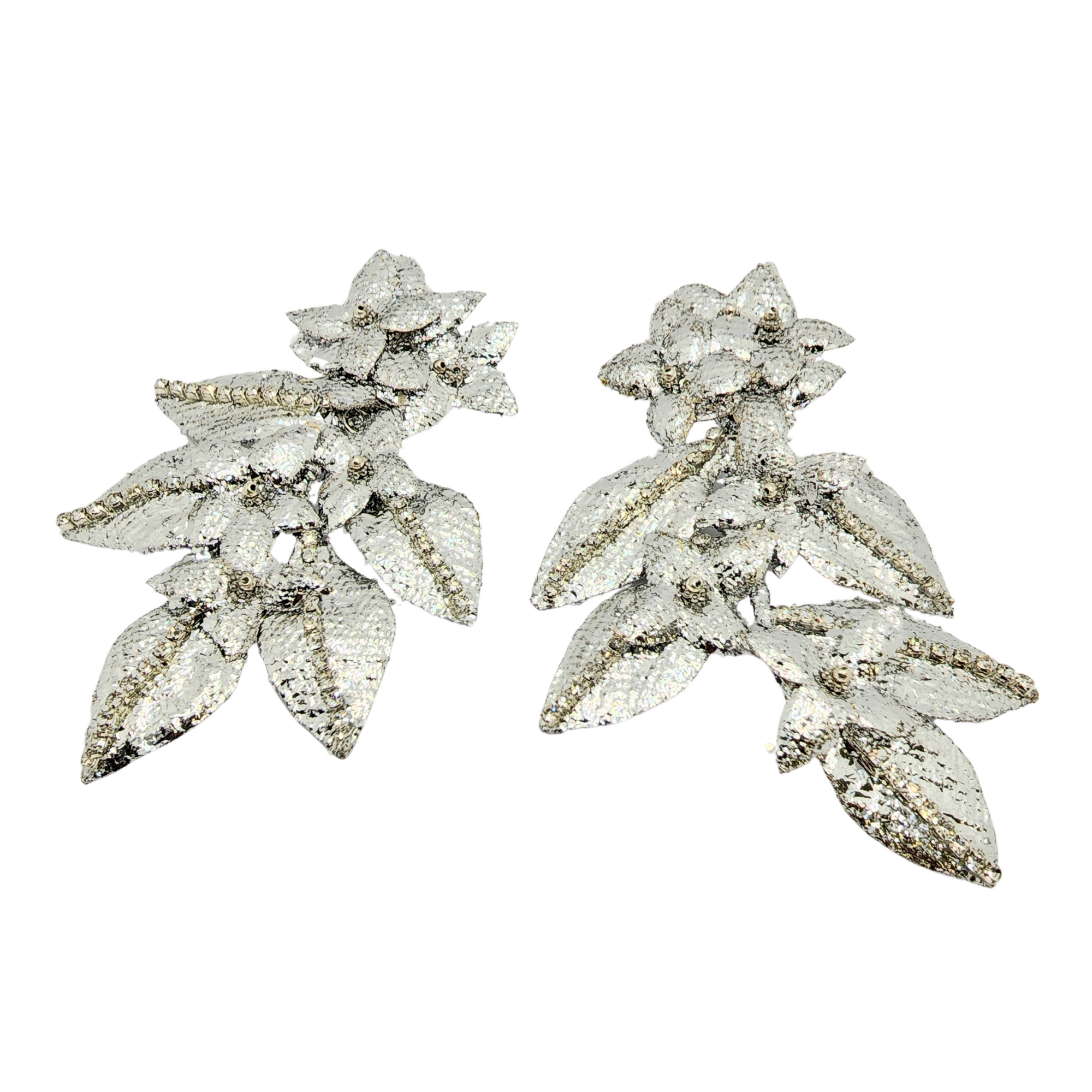 Silver Leaf Bloom Earrings