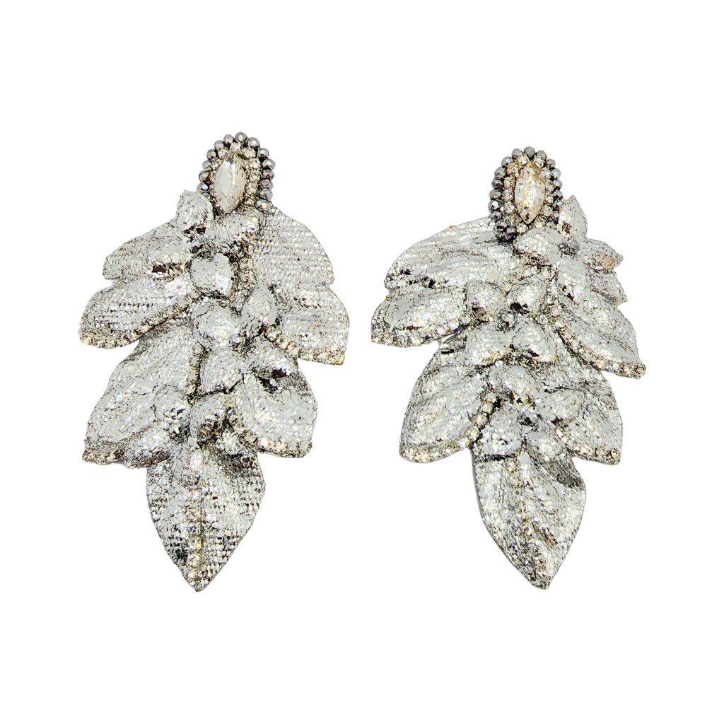 Silver Luxe Leaf Earrings