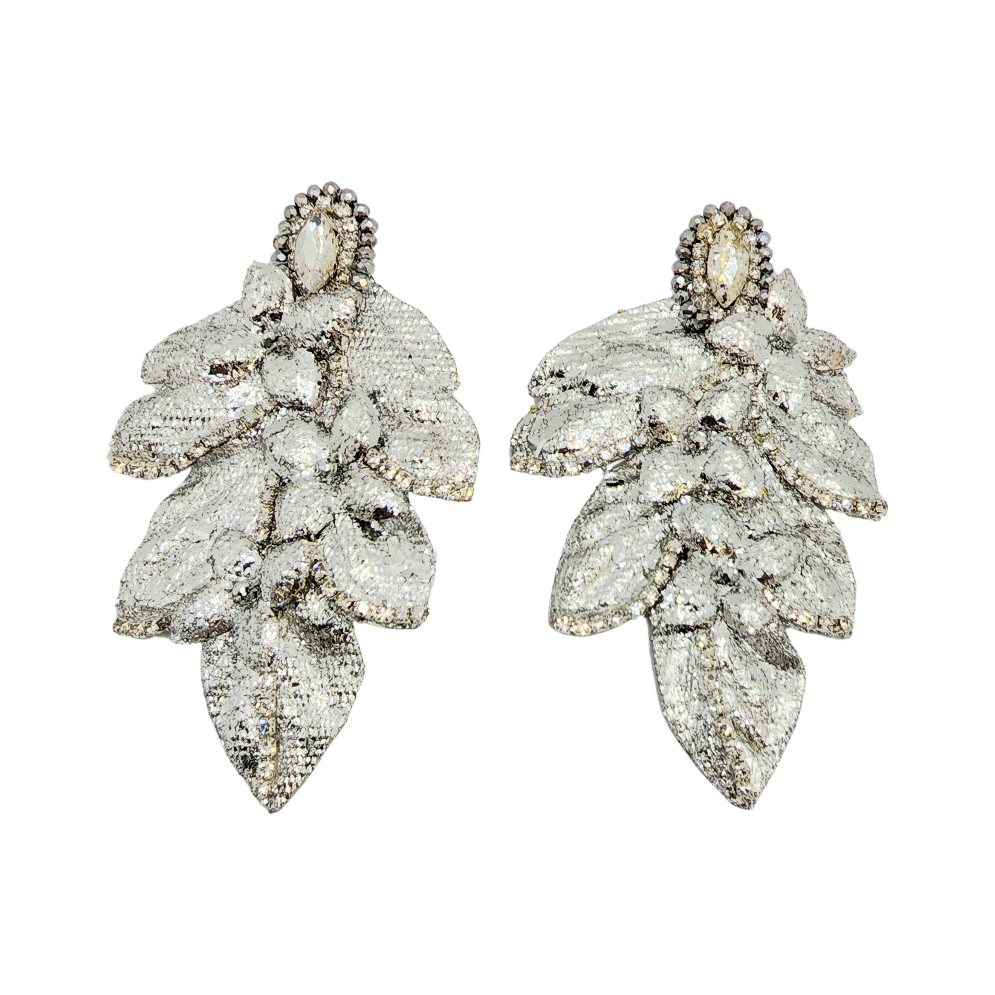 Silver Luxe Leaf Earrings