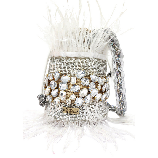 Silver & White Feather Bag 2