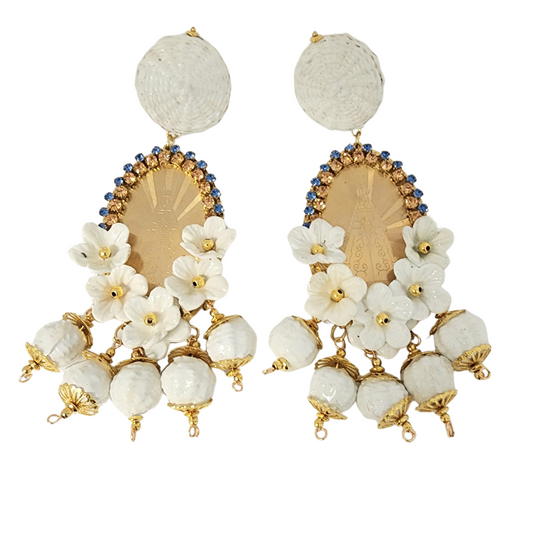 White Virgin Mary Earrings