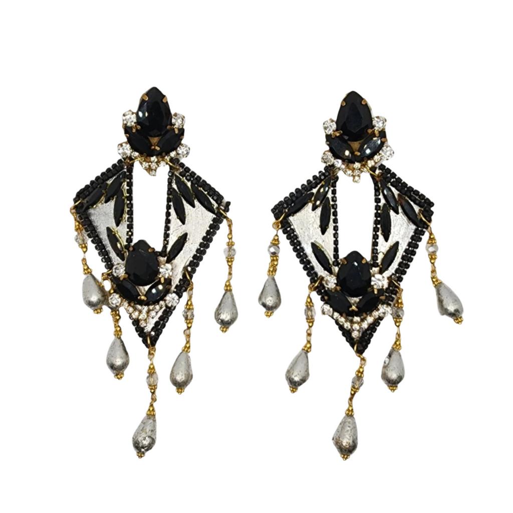 Diamond Black & Silver Earrings
