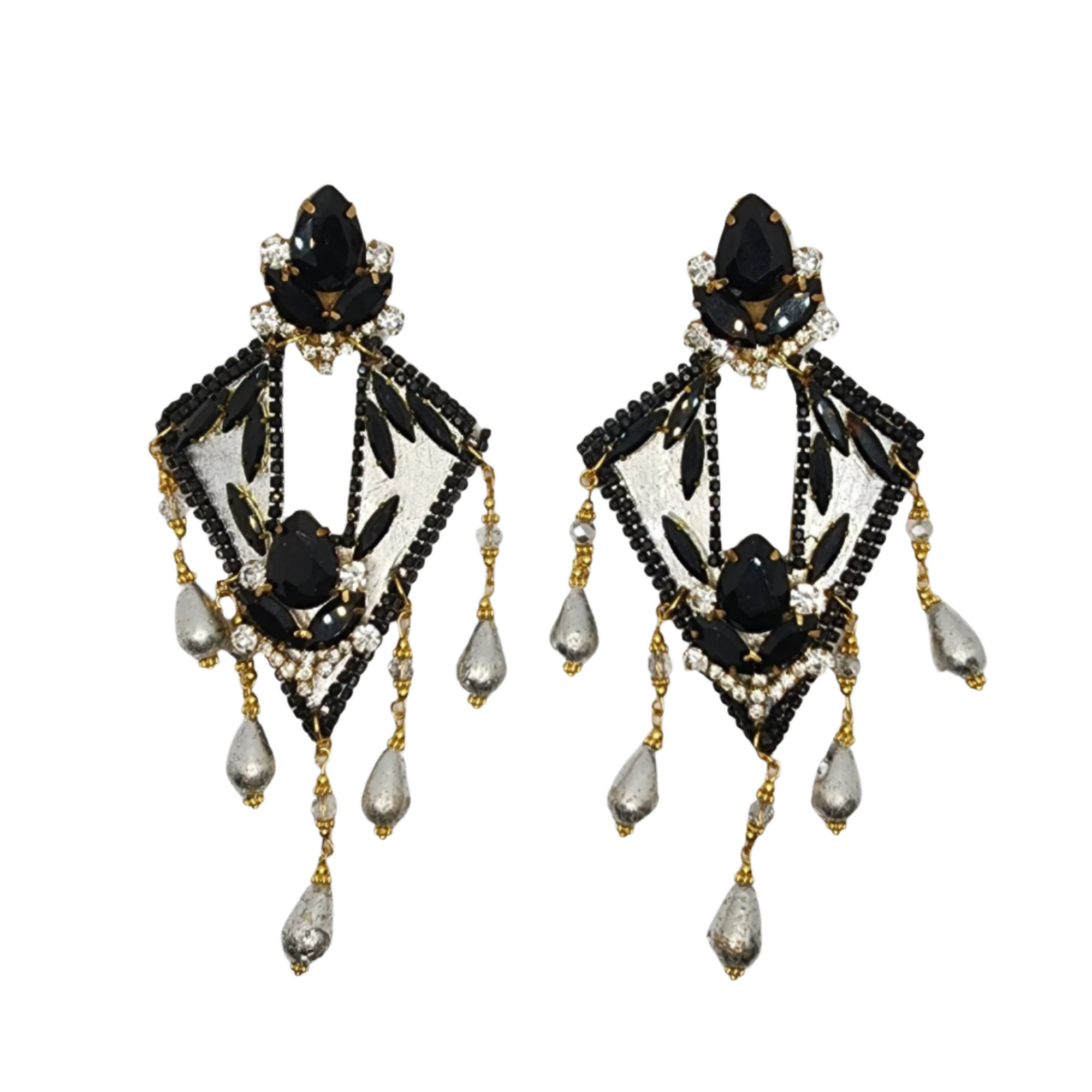 Diamond Black & Silver Earrings