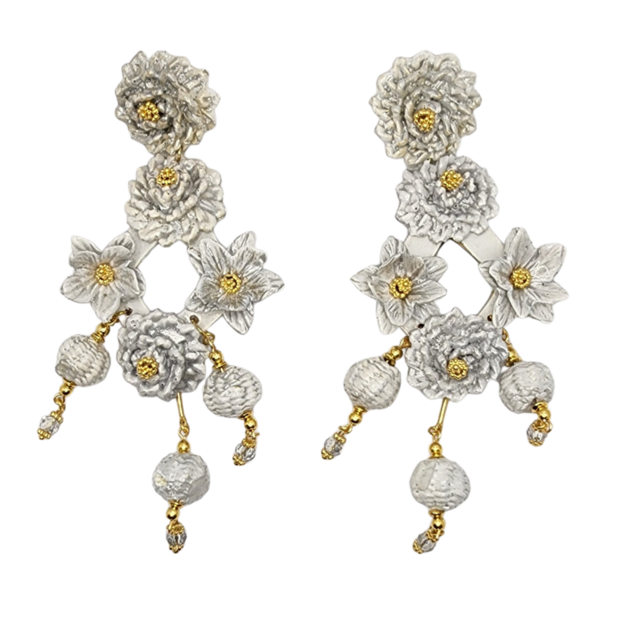 Fiber White & White Earrings