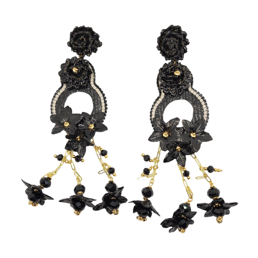 Double Circle Black & White Earrings
