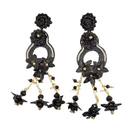 Double Circle Black & White Earrings