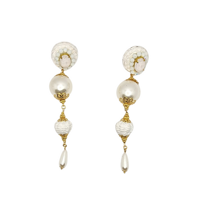 Fiber White Seed Earrings