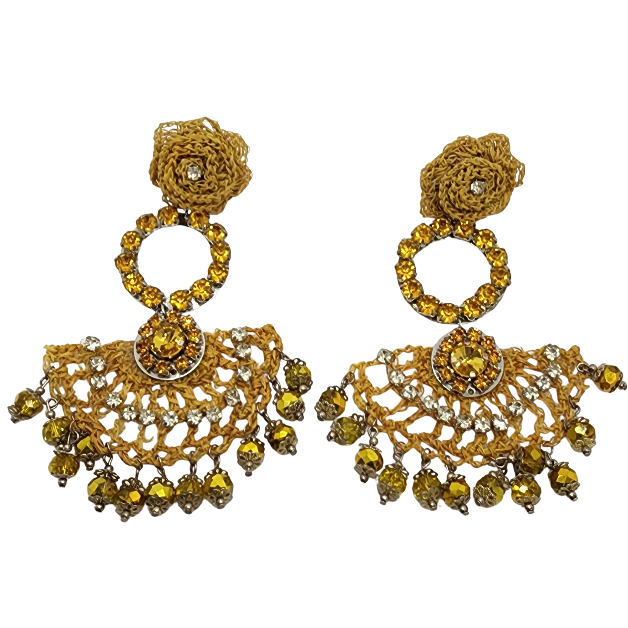 Yellow Splendid Half Moon Earrings