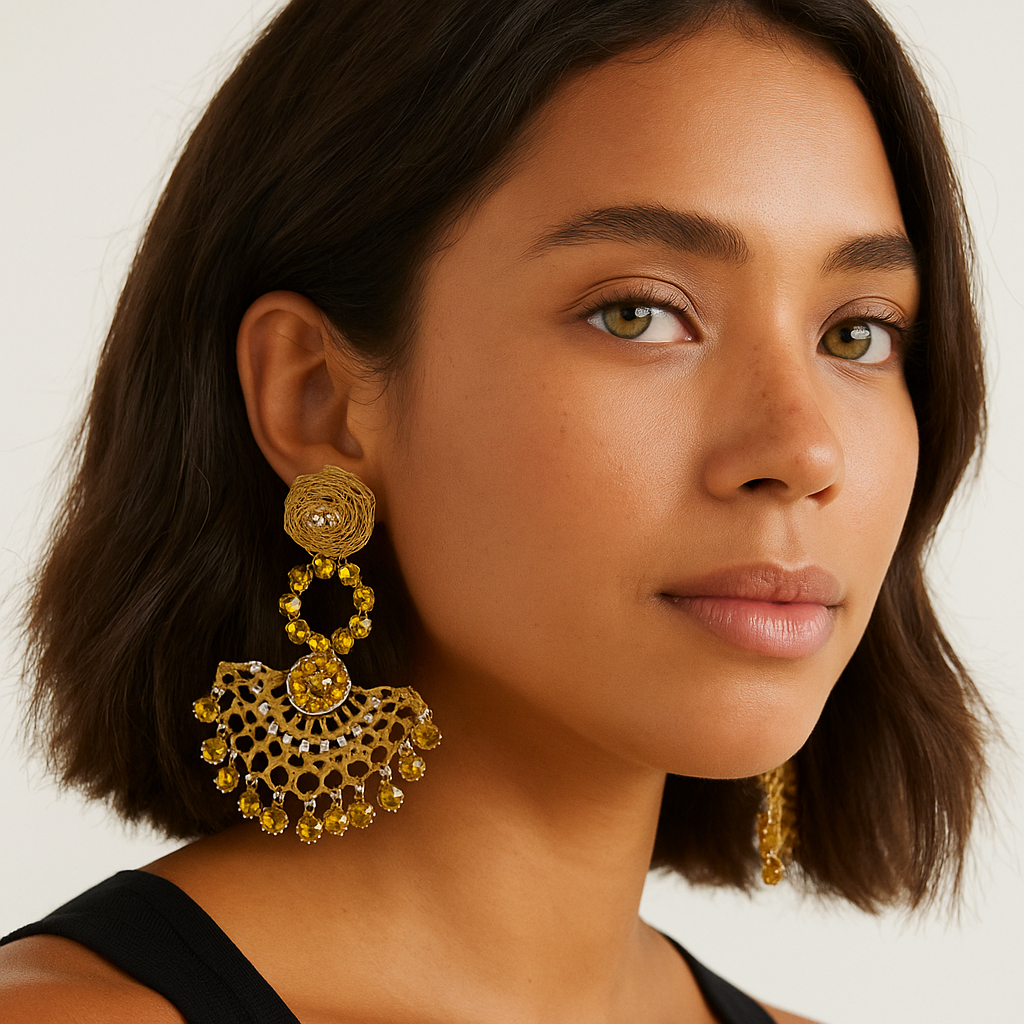 Yellow Splendid Half Moon Earrings 2