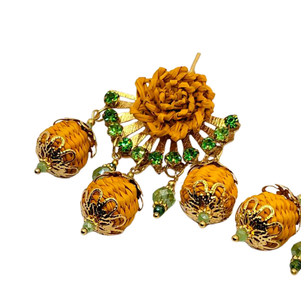 Yellow Flower Cluster Earrings 2