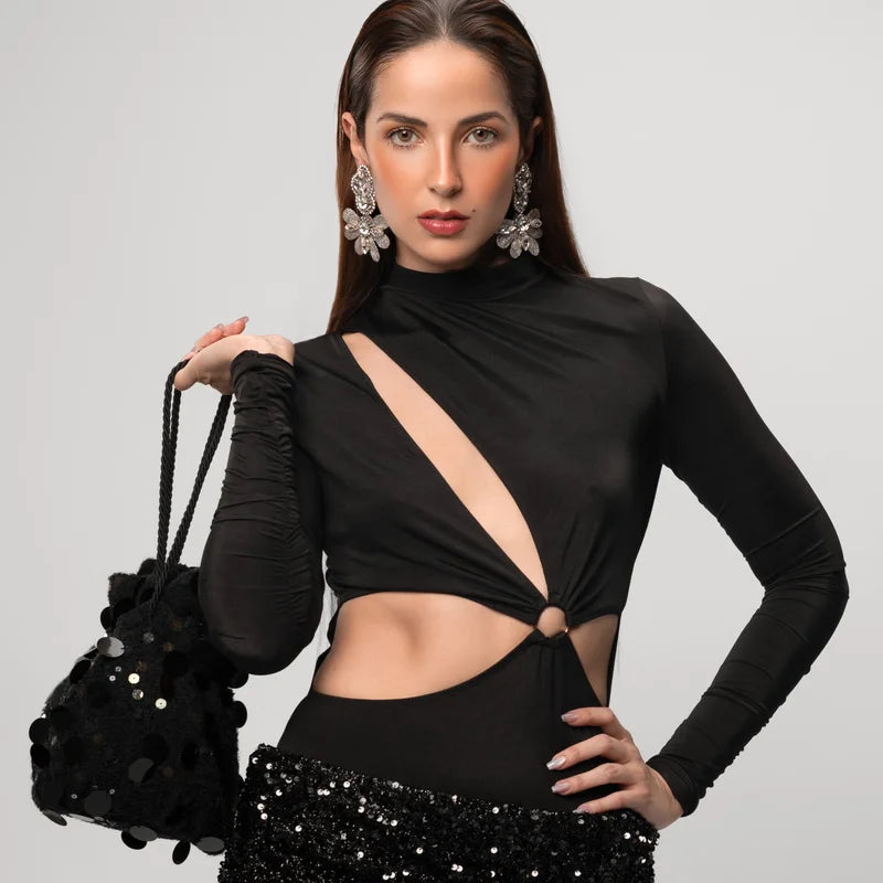 Black Sequin Evening Bag