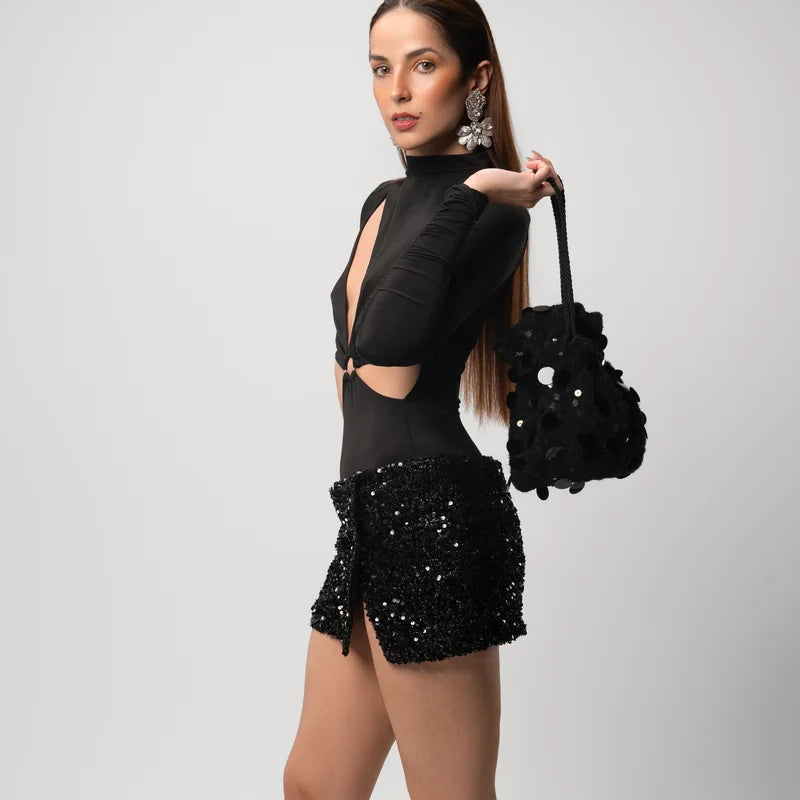Black Sequin Evening Bag