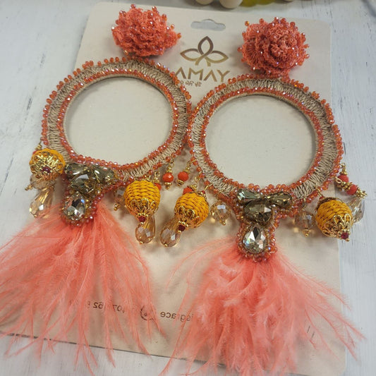 Orange Fringe Earrings