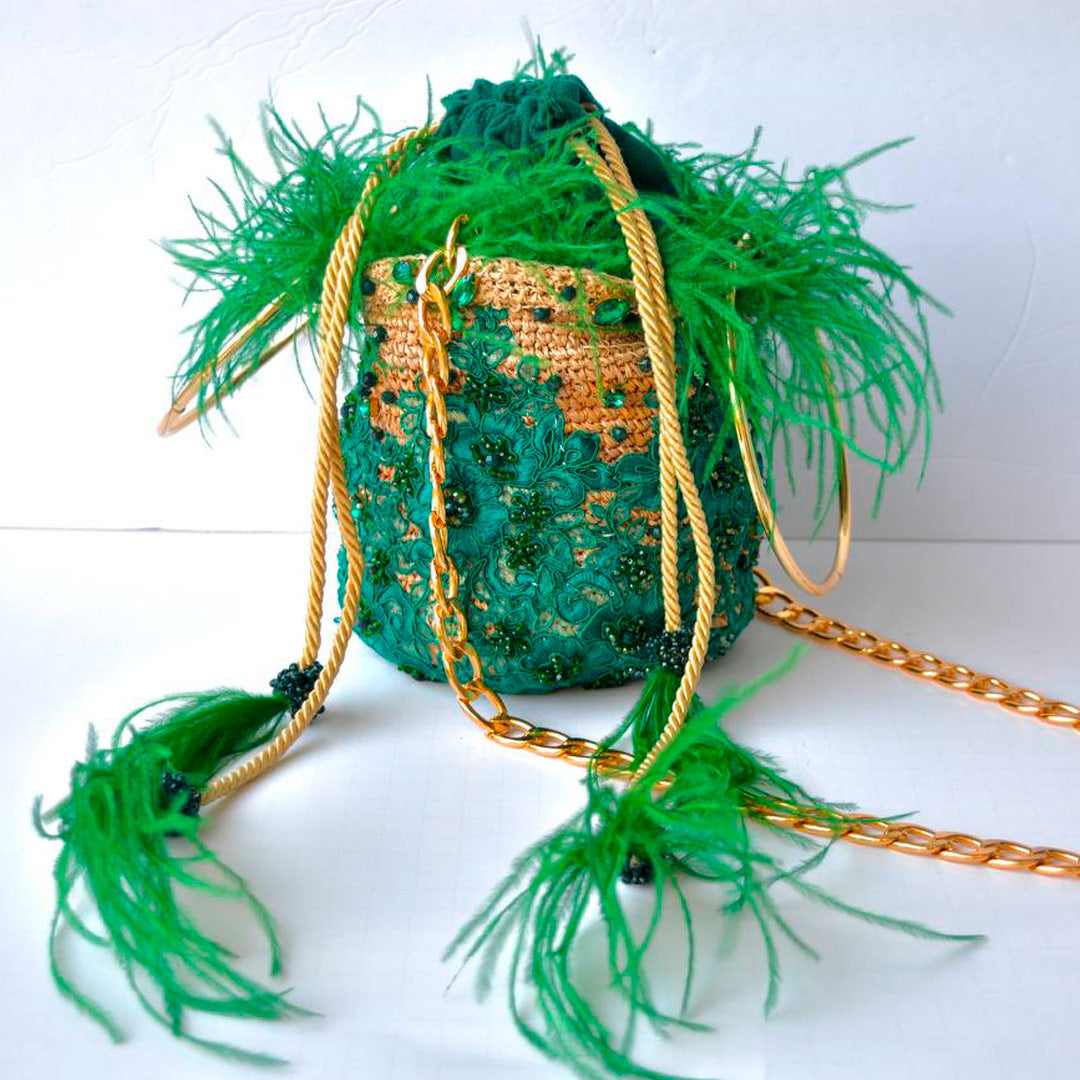 Feathers Green Bag