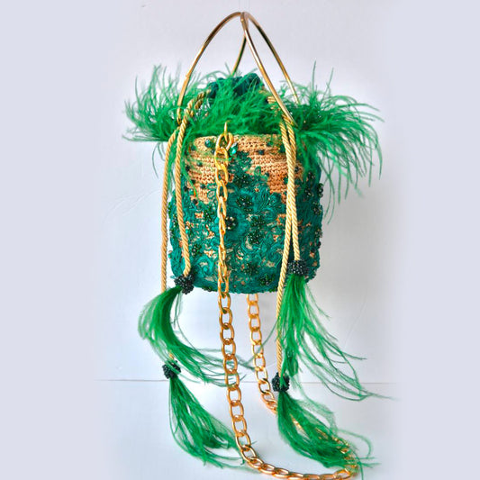 Feathers Green Bag